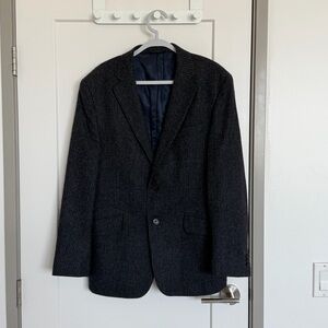 Oversized dark blue Pinstripe Wool Blazer - Classic Tailored Style